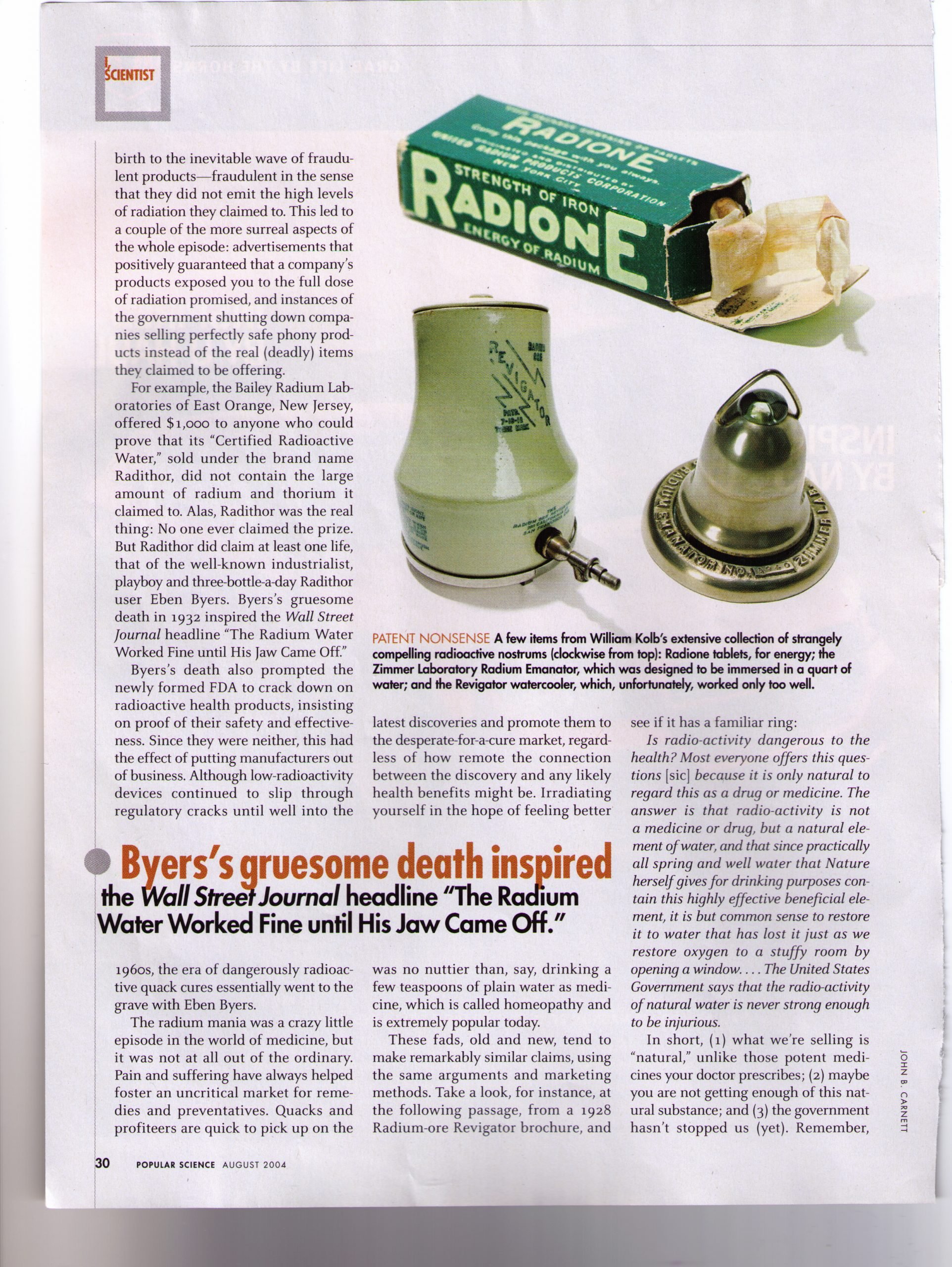 For that Healthy Glow, Drink Radiation! Popular Science column by ...
