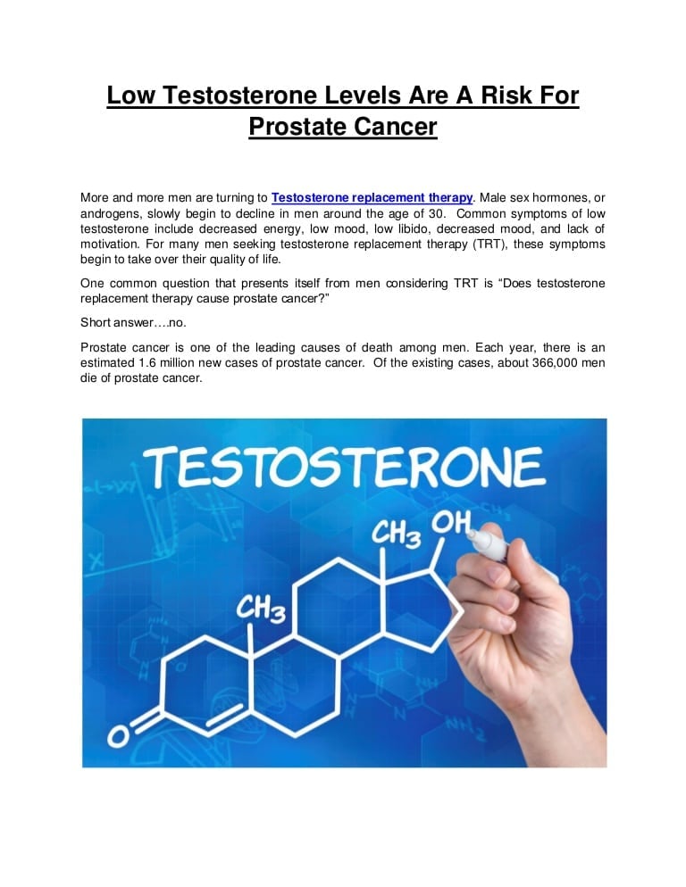 Low Testosterone Levels Are A Risk For Prostate Cancer